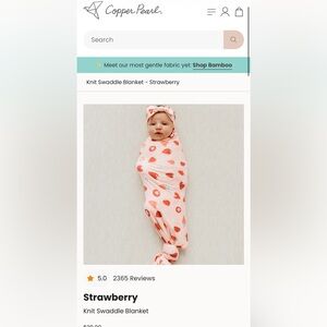 Copper Pearl Strawberry Knit Swaddle Blanket NWOT